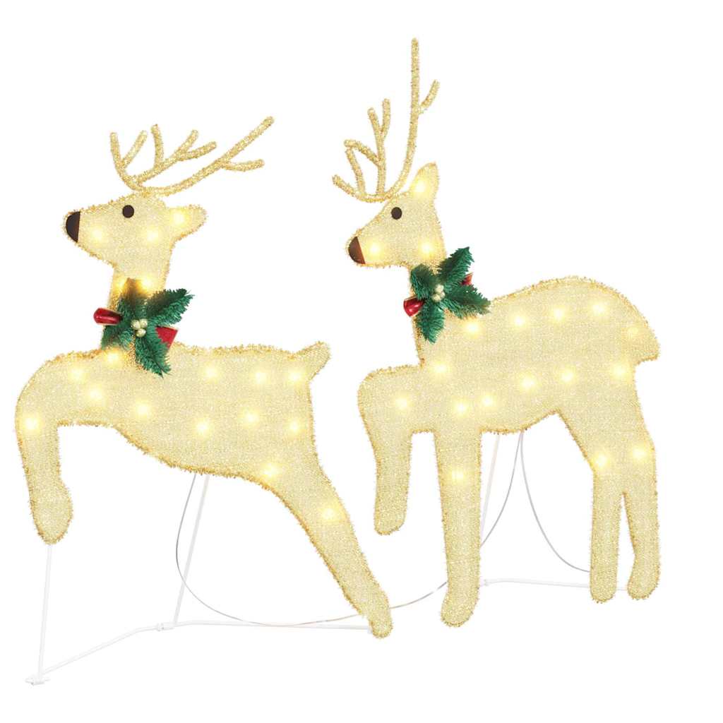 vidaXL LED Reindeer 5 pcs Gold Fabric