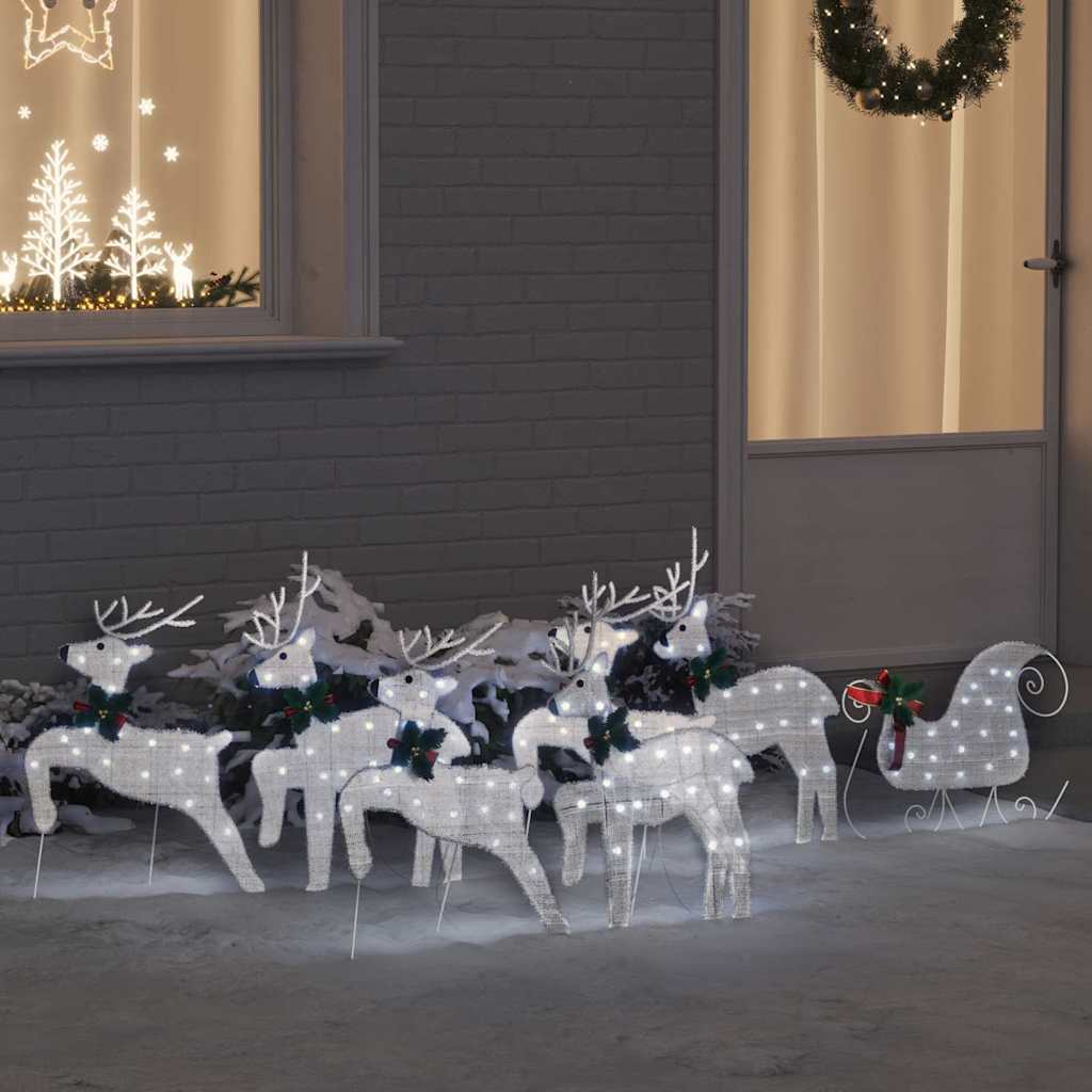 vidaXL LED Reindeer 5 pcs Gold Fabric