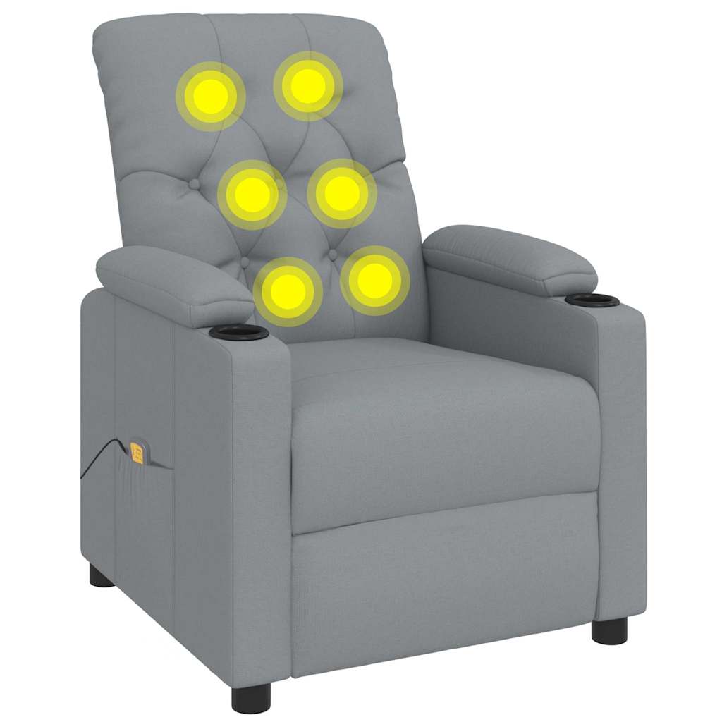 vidaXL Massage Recliner Fabric Light Grey