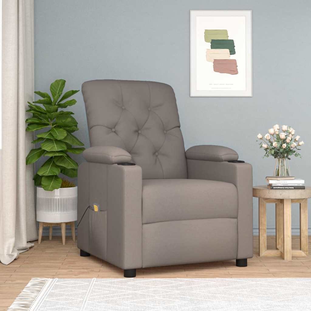 vidaXL Massage Recliner Fabric Light Grey