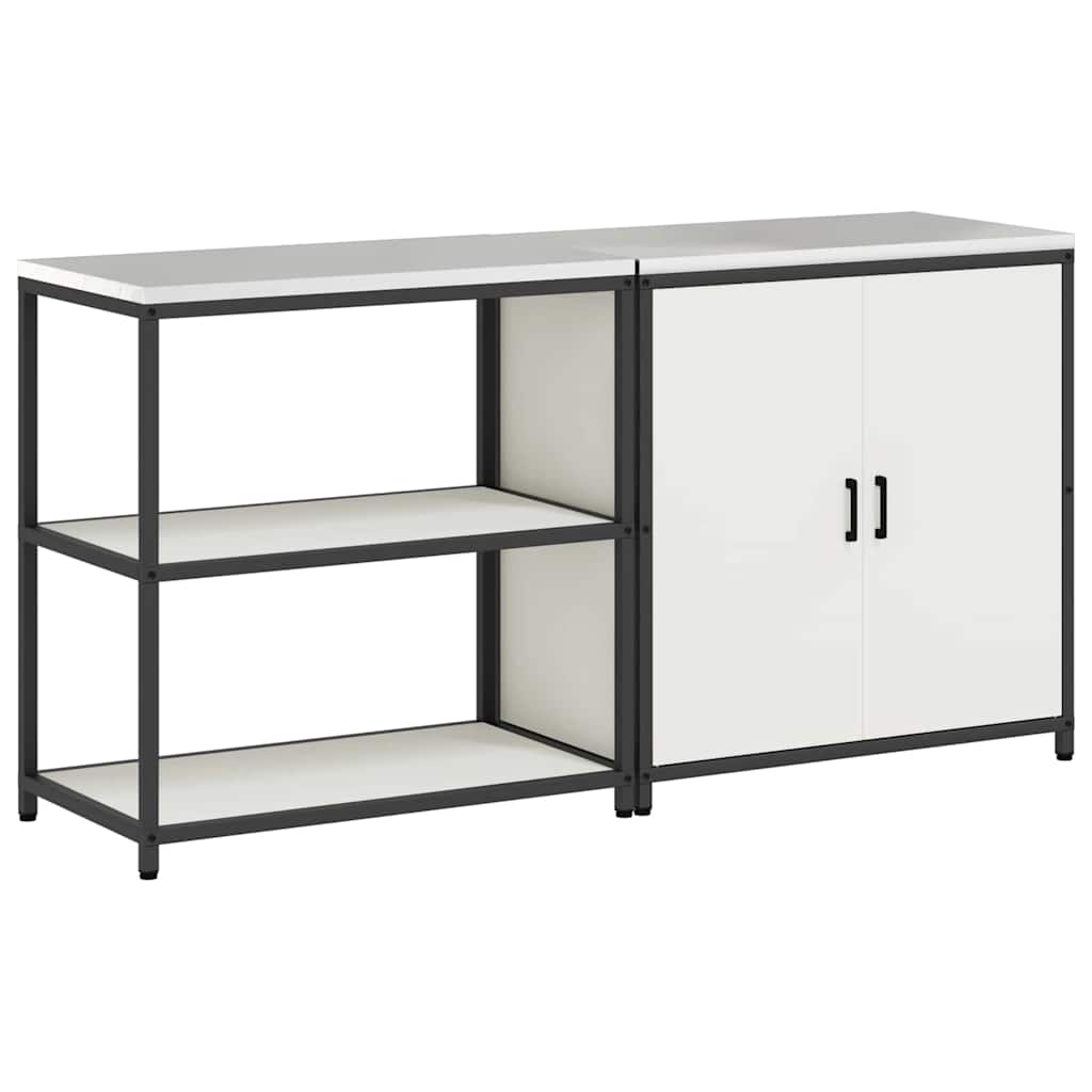 vidaXL Keukenopbergsysteem met plank 2 pcs Zwart Koudgewalst staal