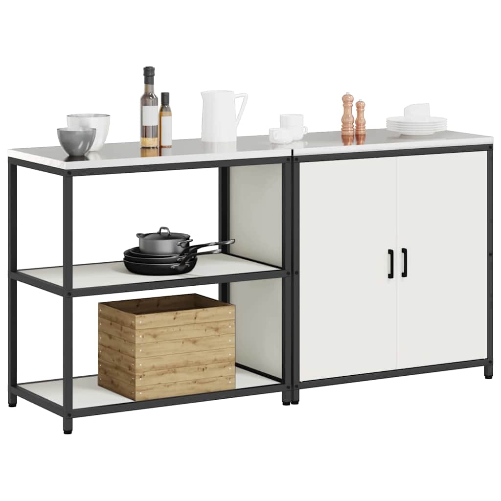 vidaXL Keukenopbergsysteem met plank 2 pcs Zwart Koudgewalst staal