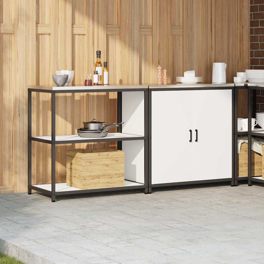 vidaXL Keukenopbergsysteem met plank 2 pcs Zwart Koudgewalst staal