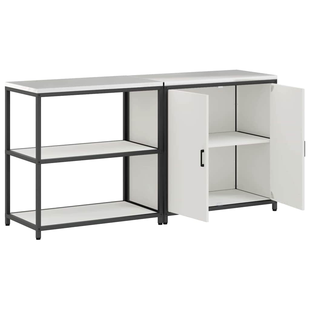 vidaXL Keukenopbergsysteem met plank 2 pcs Zwart Koudgewalst staal