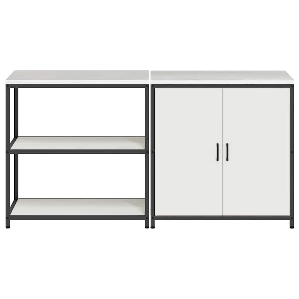 vidaXL Keukenopbergsysteem met plank 2 pcs Zwart Koudgewalst staal