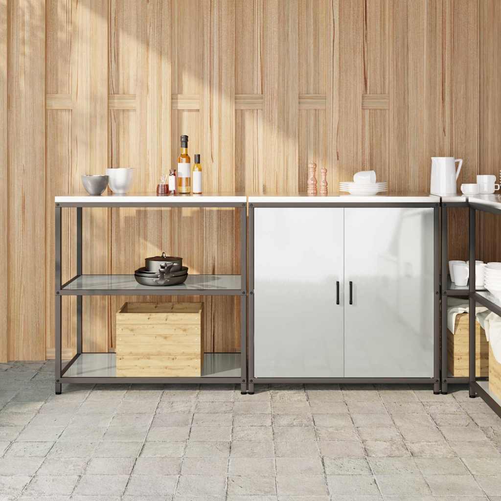 vidaXL Keukenopbergsysteem met plank 2 pcs Zwart Koudgewalst staal