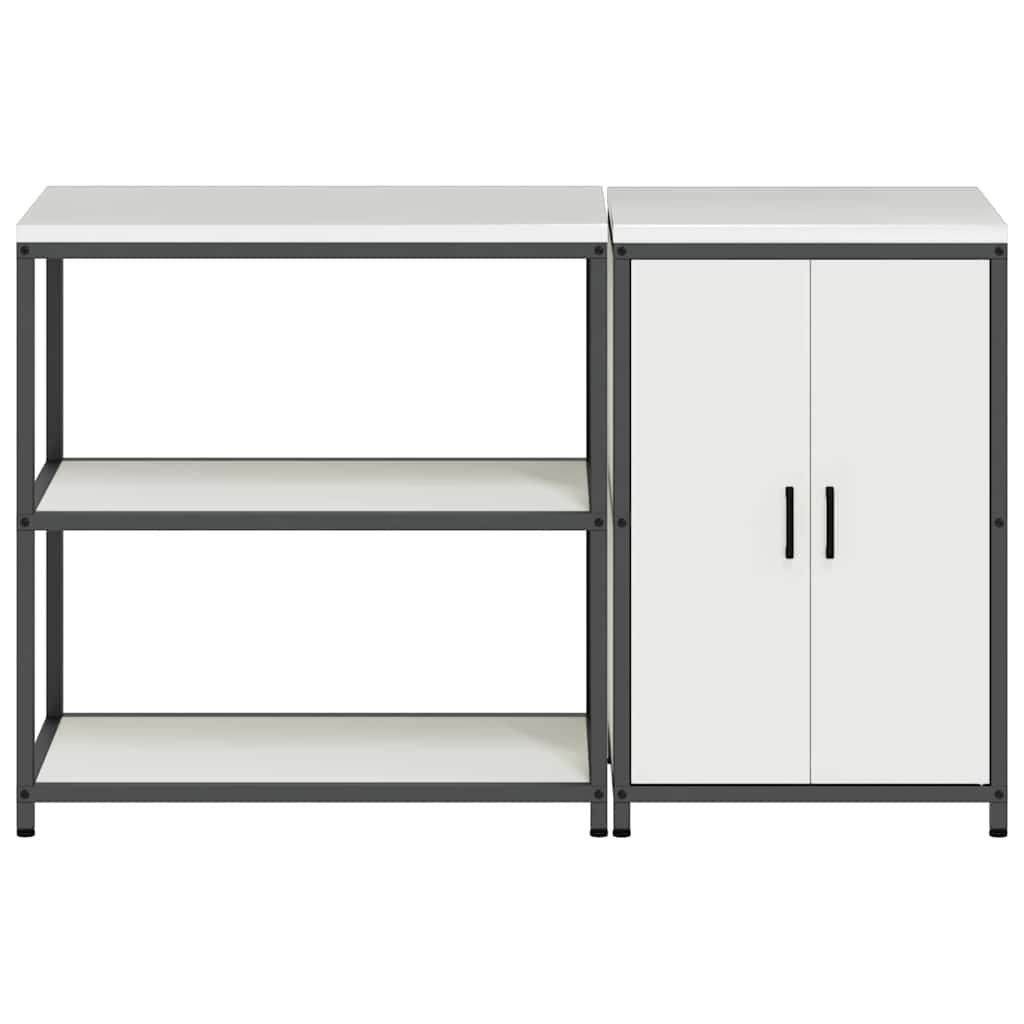 vidaXL Keukenopbergsysteem met plank 2 pcs Zwart Koudgewalst staal