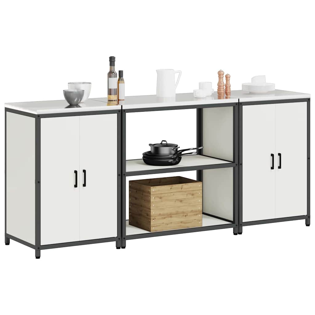 vidaXL Kitchen storage system with shelf 3 pcs Black Cold-rolled steel