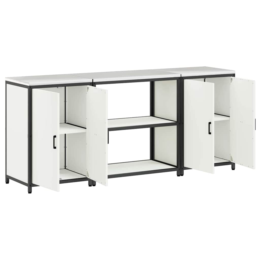 vidaXL Kitchen storage system with shelf 3 pcs Black Cold-rolled steel