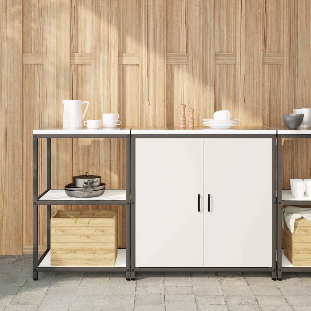 vidaXL Keukenopbergsysteem met plank 2 pcs Zwart Koudgewalst staal