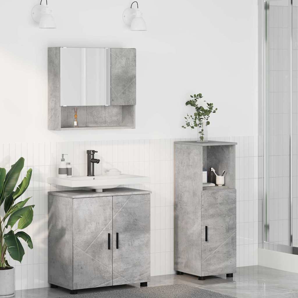 vidaXL Badkamermeubel Set met opslag 3 pcs Wit Bewerkt hout & Metaal