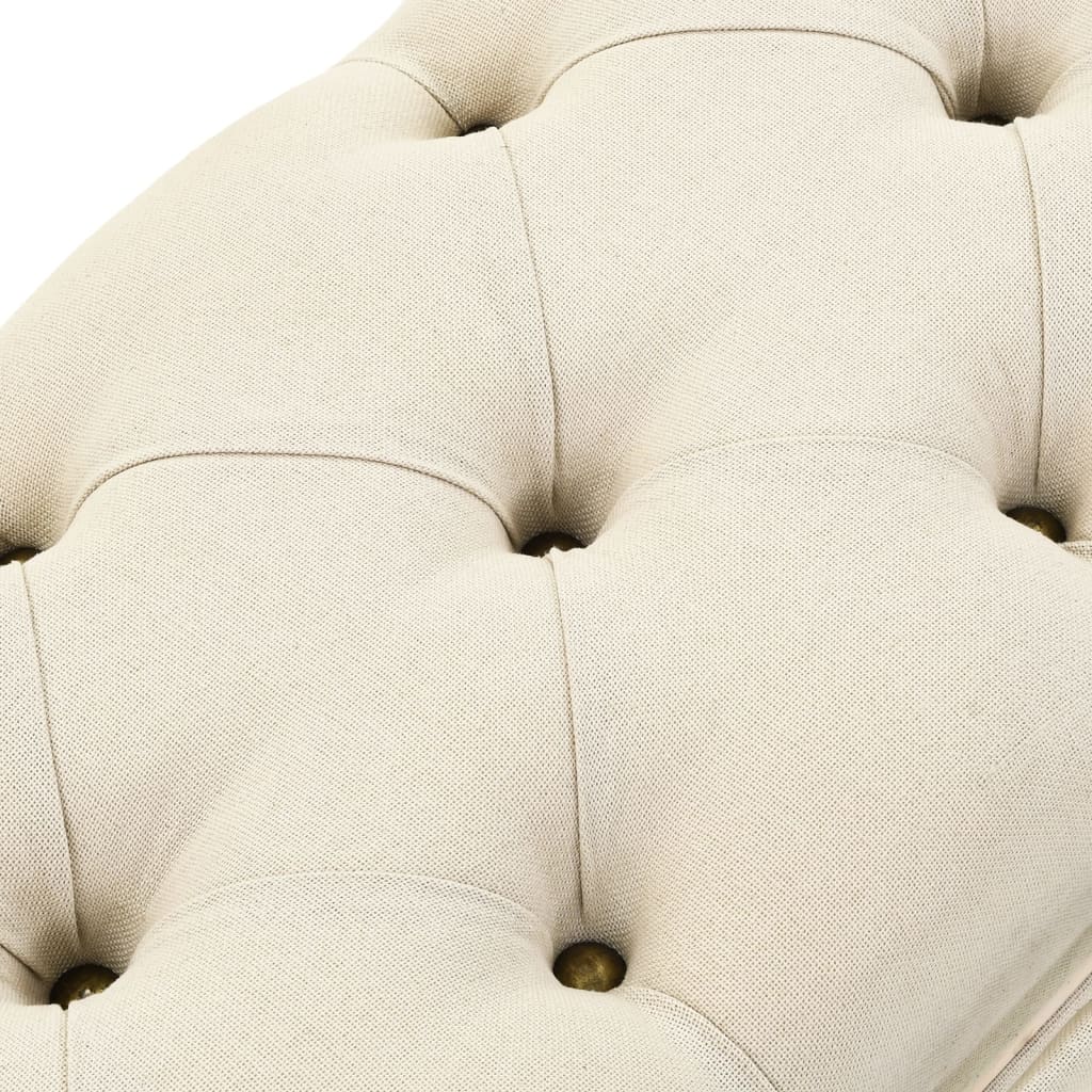 vidaXL Opbergbank 110 cm crèmekleurig massief vurenhout en stof