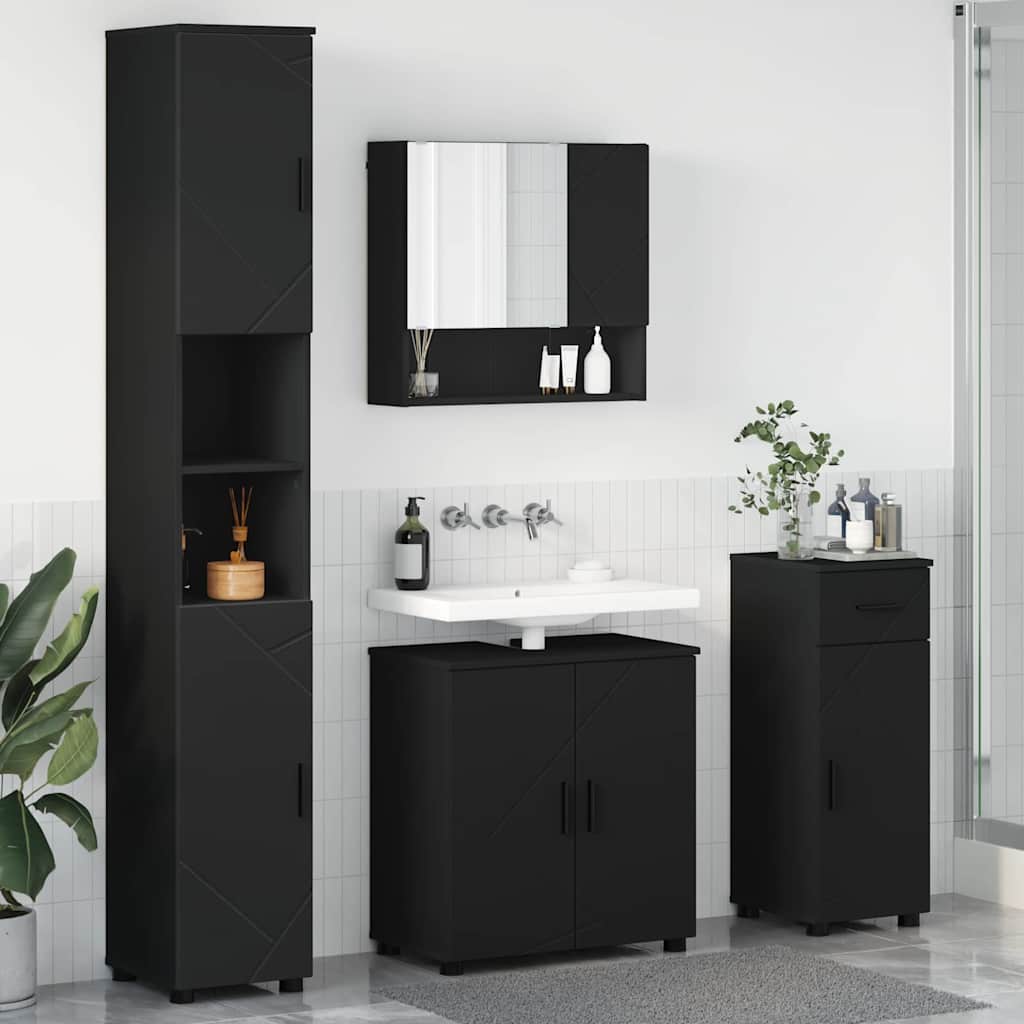 vidaXL Badkamermeubel Set met lade 4 pcs Wit Bewerkt hout & Metaal
