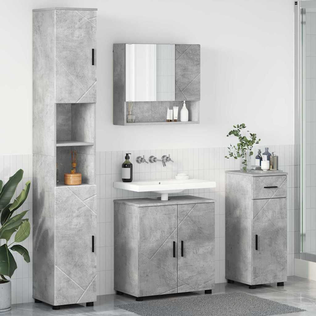 vidaXL Badkamermeubel Set met lade 4 pcs Wit Bewerkt hout & Metaal