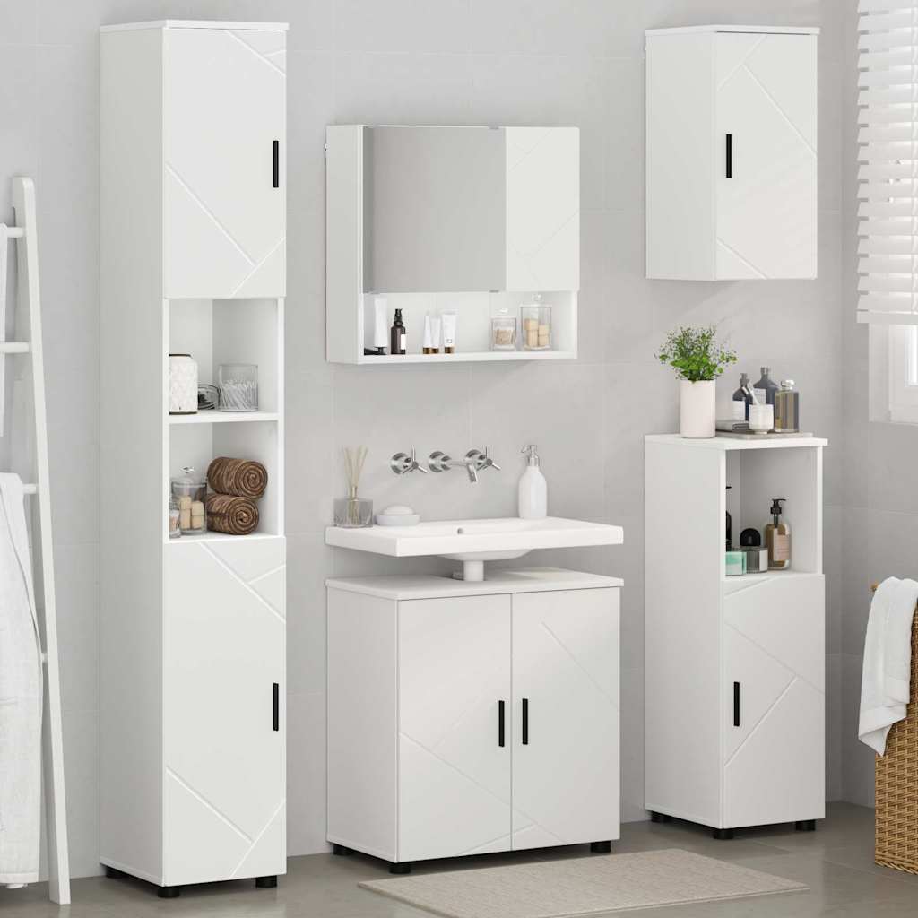 vidaXL Badkamermeubel Set met opslag 5 pcs Wit Bewerkt hout & Metaal