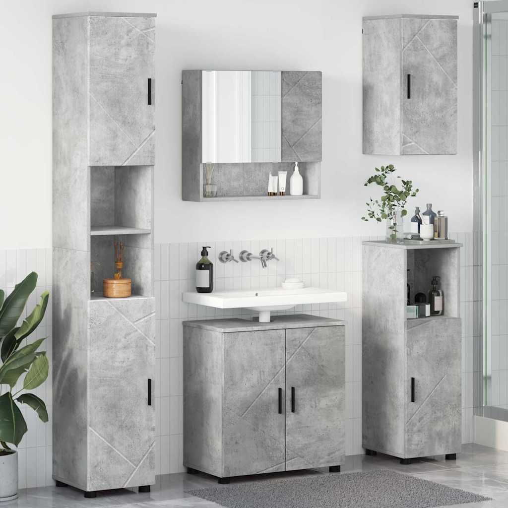 vidaXL Badkamermeubel Set met opslag 5 pcs Wit Bewerkt hout & Metaal