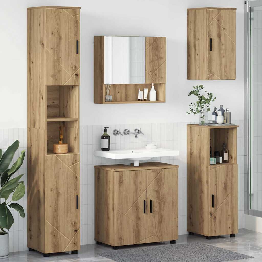 vidaXL Badkamermeubel Set met opslag 5 pcs Wit Bewerkt hout & Metaal