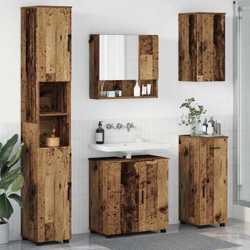 vidaXL Bathroom Furniture Set with Drawer 5 pcs White Engineered Wood & Metal