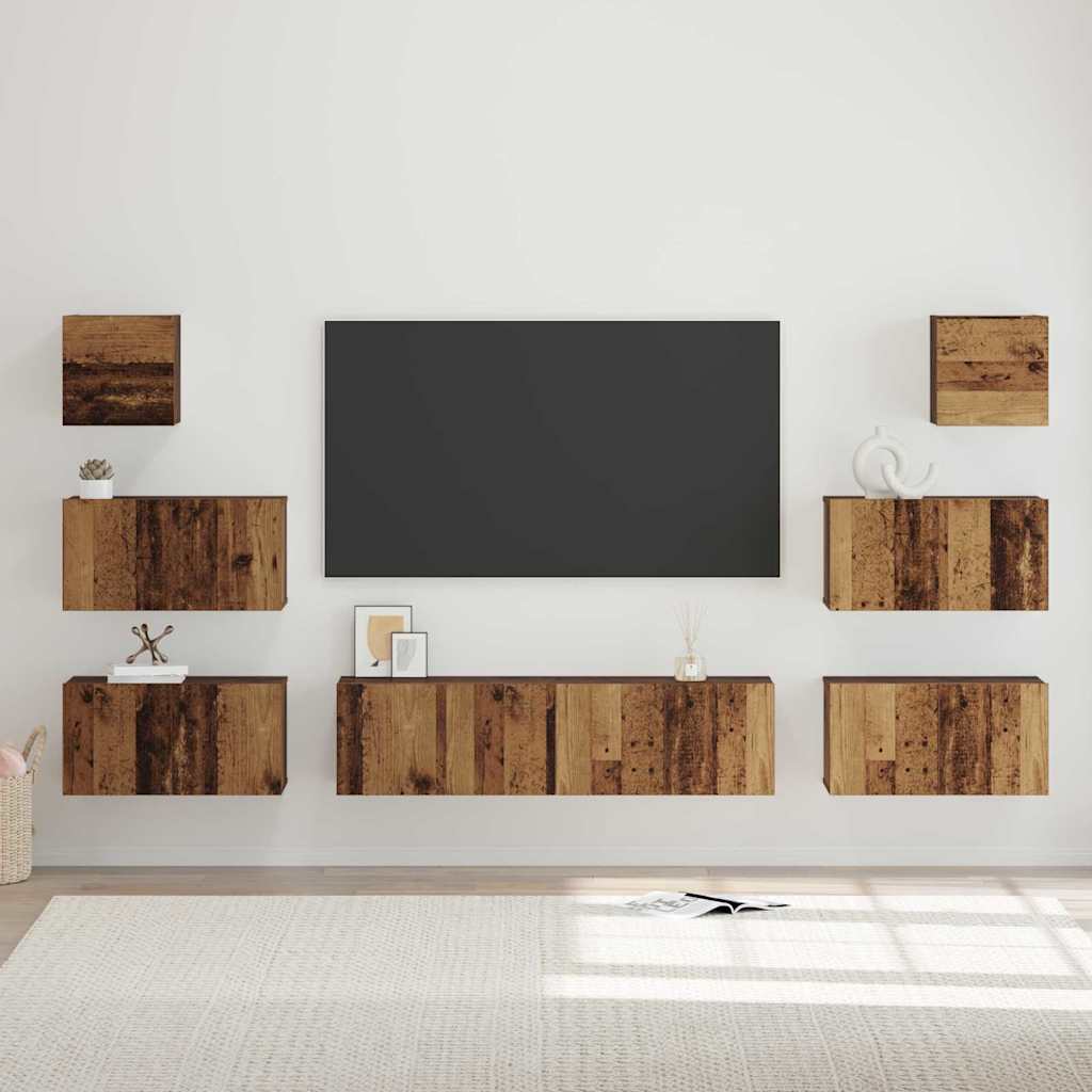 vidaXL 7-delige Tv-meubelset bewerkt hout wit