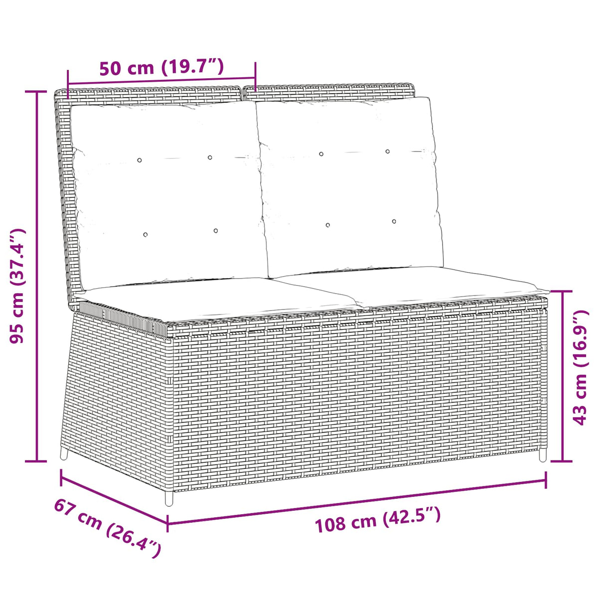 vidaXL Tuinbank Zwart poly rattan