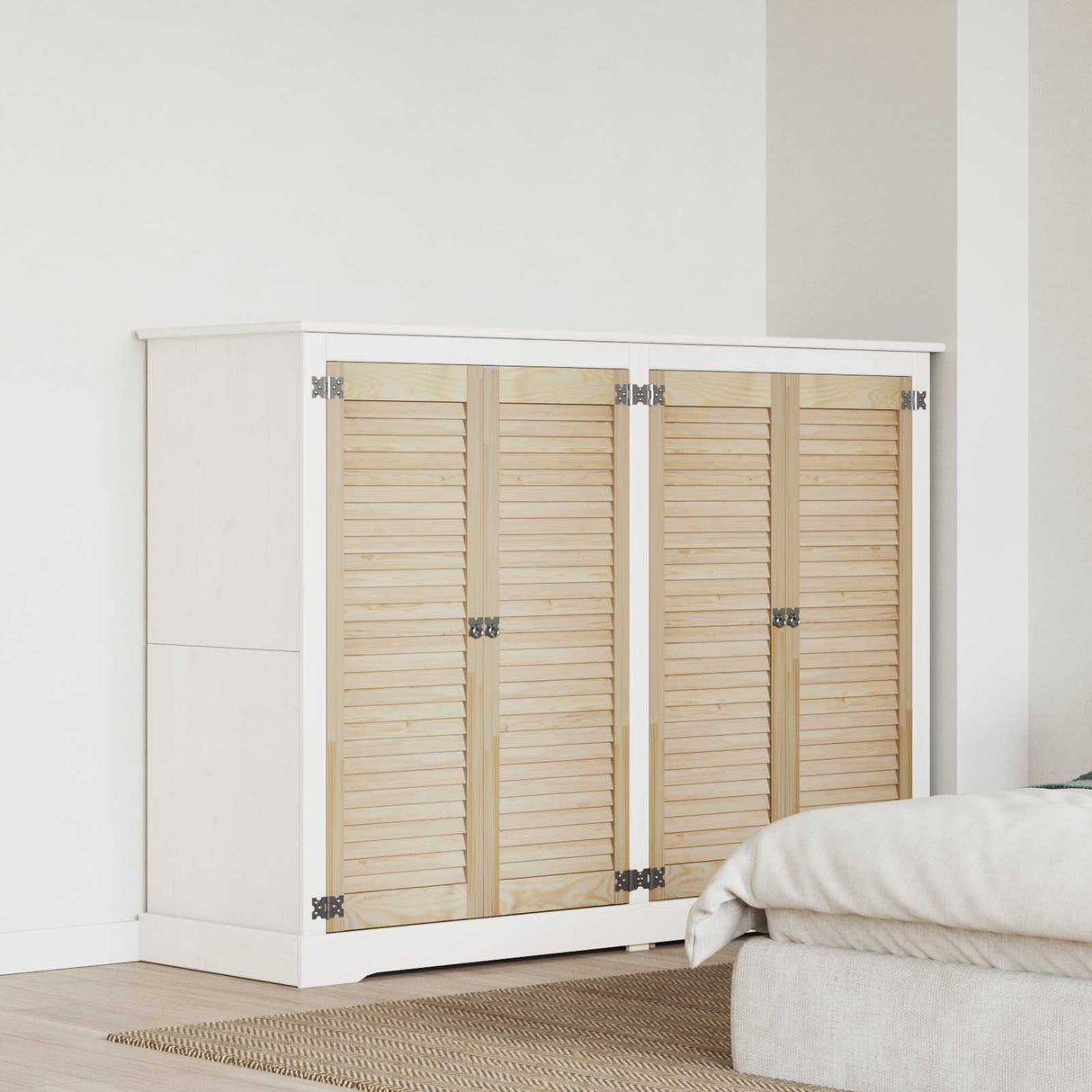 vidaXL Kastdeur met lamellen 39,5x39,4 cm massief grenenhout