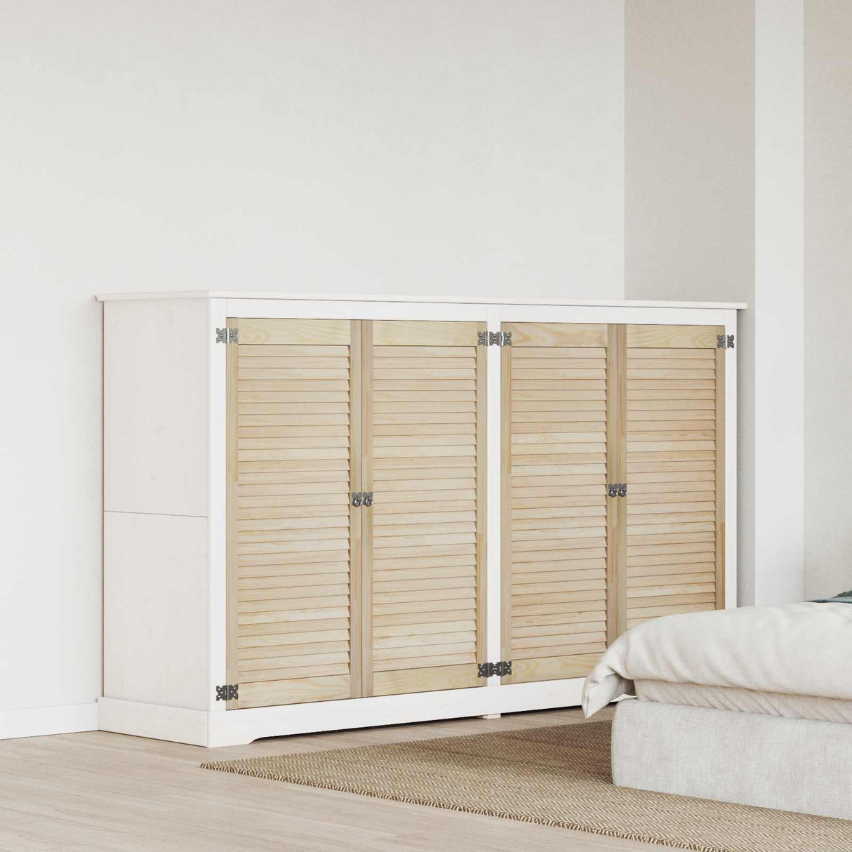 vidaXL Kastdeur met lamellen 39,5x39,4 cm massief grenenhout