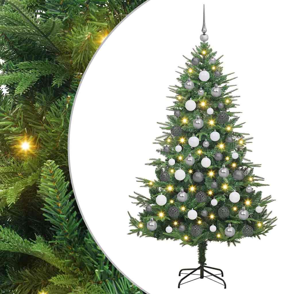 vidaXL Kunstmatige Voorverlichte Kerstboom met Ballenset Groen 150 cm