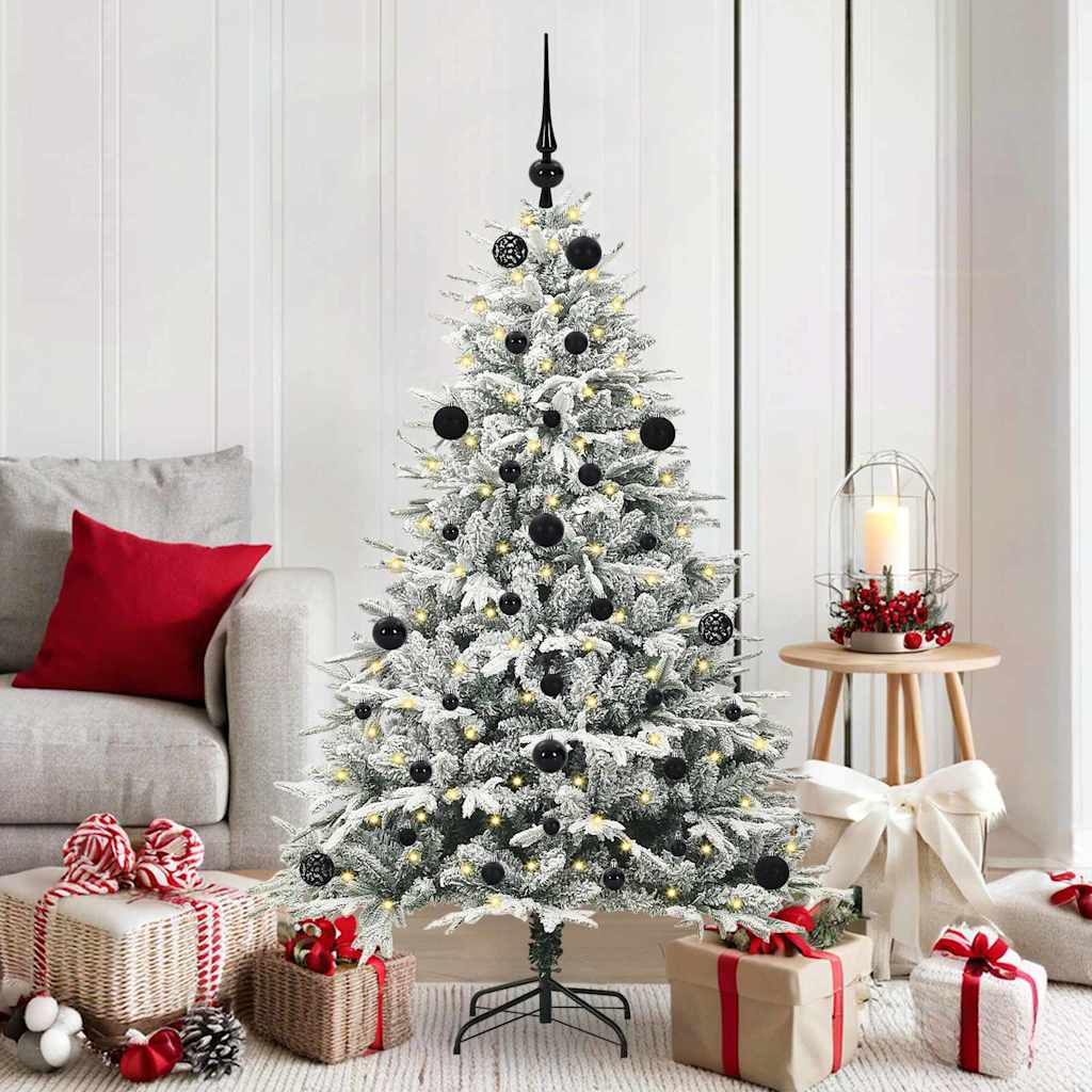vidaXL Kunstmatige Voorverlichte Kerstboom met Ballenset Groen 150 cm