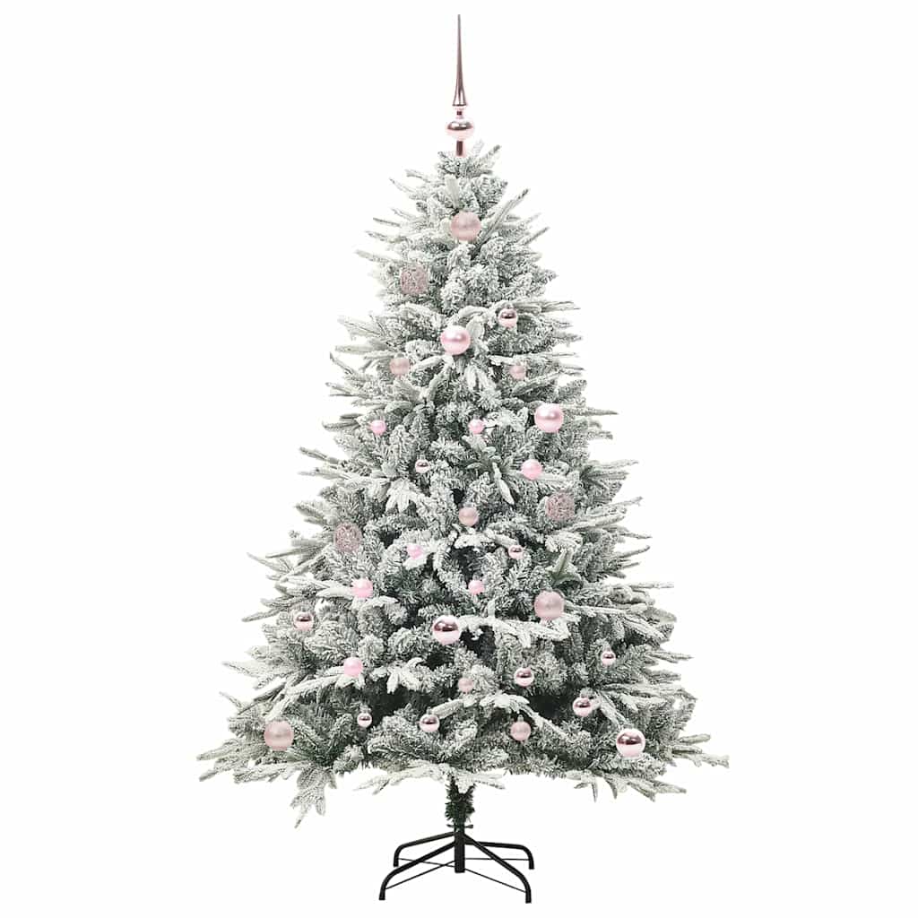 vidaXL Kunstmatige Voorverlichte Kerstboom met Ballenset Groen 150 cm
