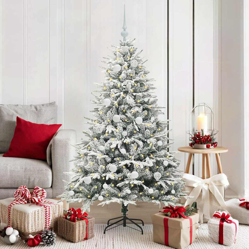 vidaXL Kunstmatige Voorverlichte Kerstboom met Ballenset Groen 150 cm