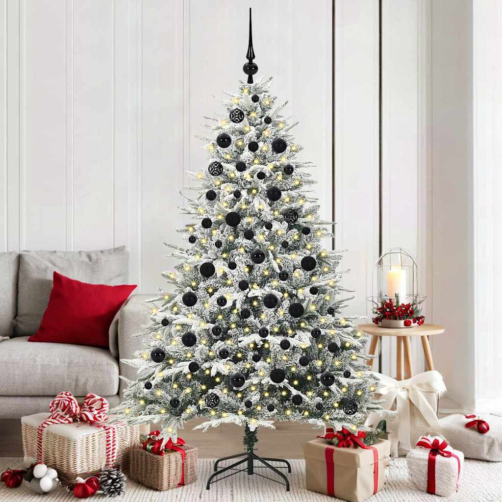 vidaXL Kunstmatige Voorverlichte Kerstboom met Ballenset Groen 150 cm