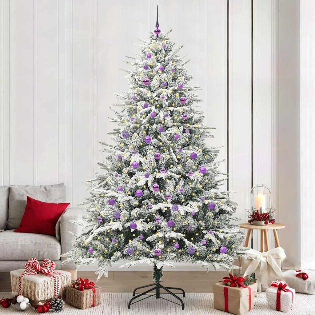 vidaXL Kunstmatige Voorverlichte Kerstboom met Ballenset Groen 150 cm
