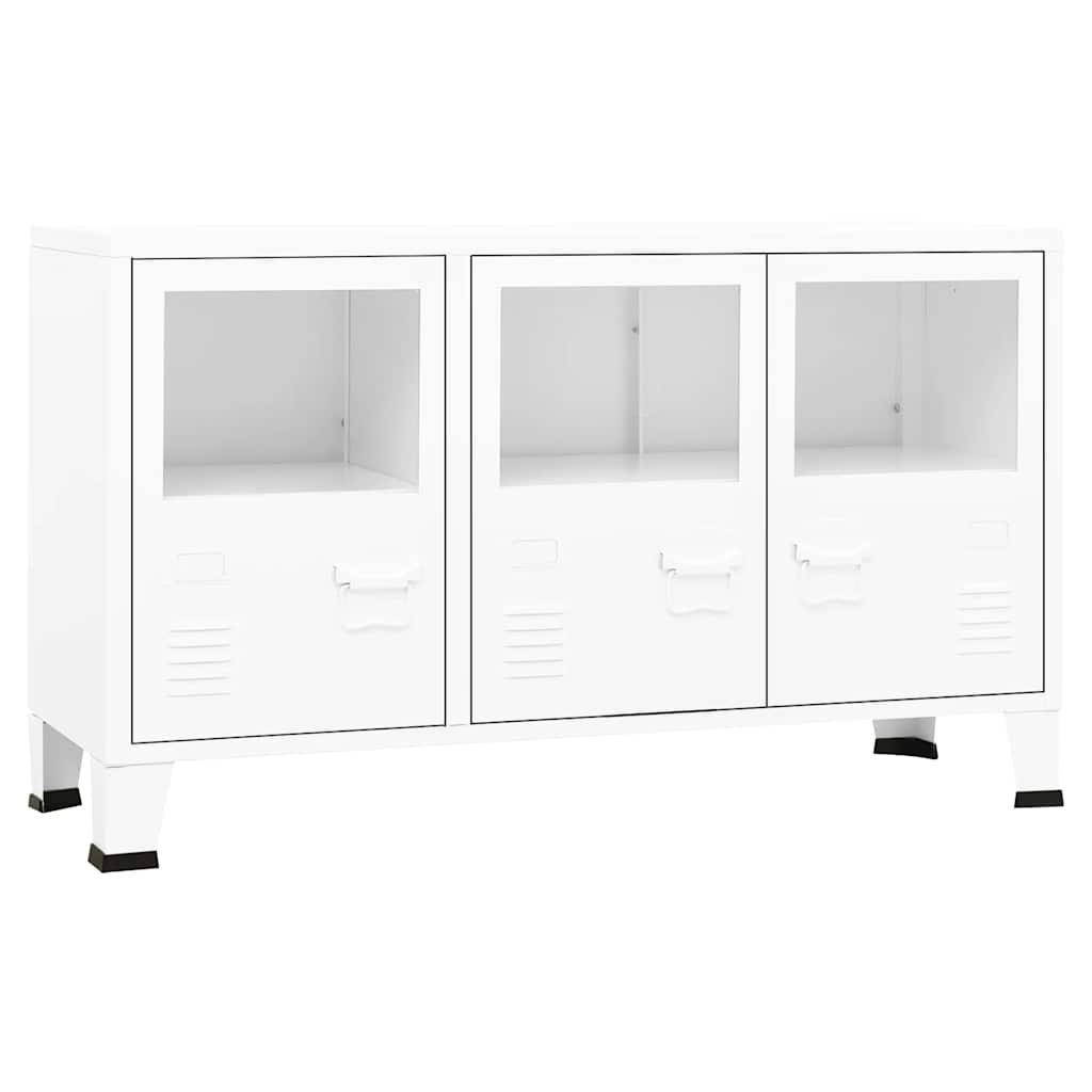 vidaXL Dressoir industrieel 105x35x62 cm metaal en glas zwart