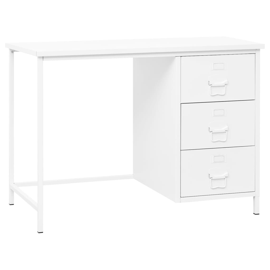 vidaXL Industrial Desk with Drawers 105x52x75 cm Steel White