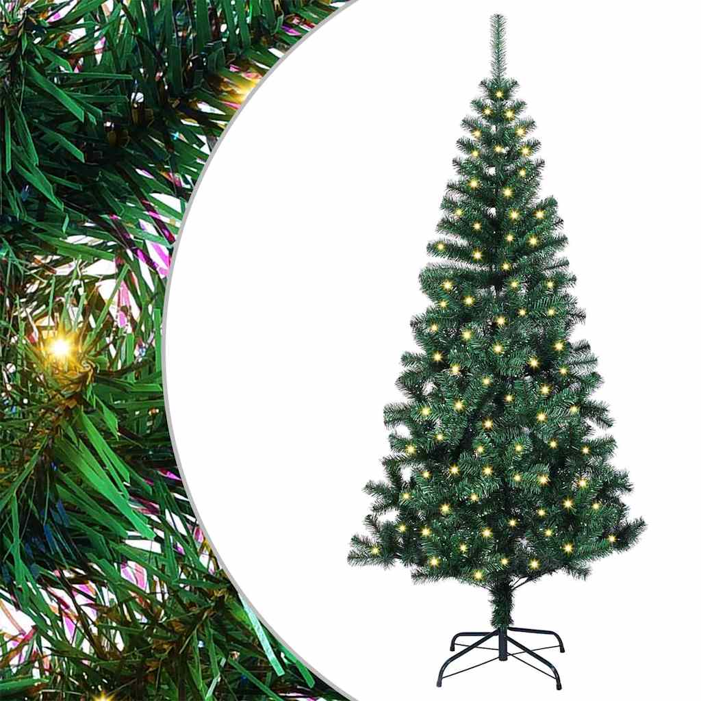 vidaXL Kunststof Voorverlichte Kerstboom Groen 120 cm PVC en Metalen