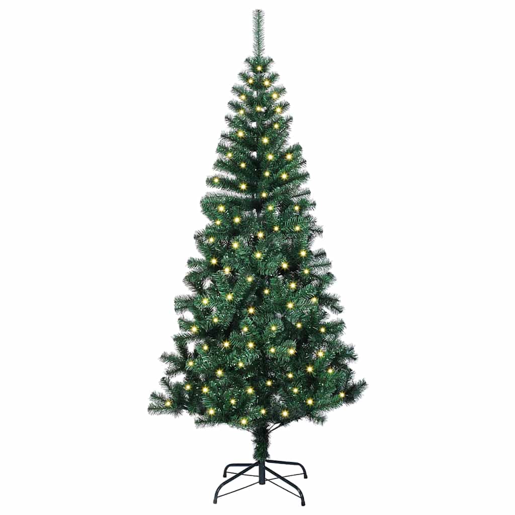 vidaXL Kunststof Voorverlichte Kerstboom Groen 120 cm PVC en Metalen