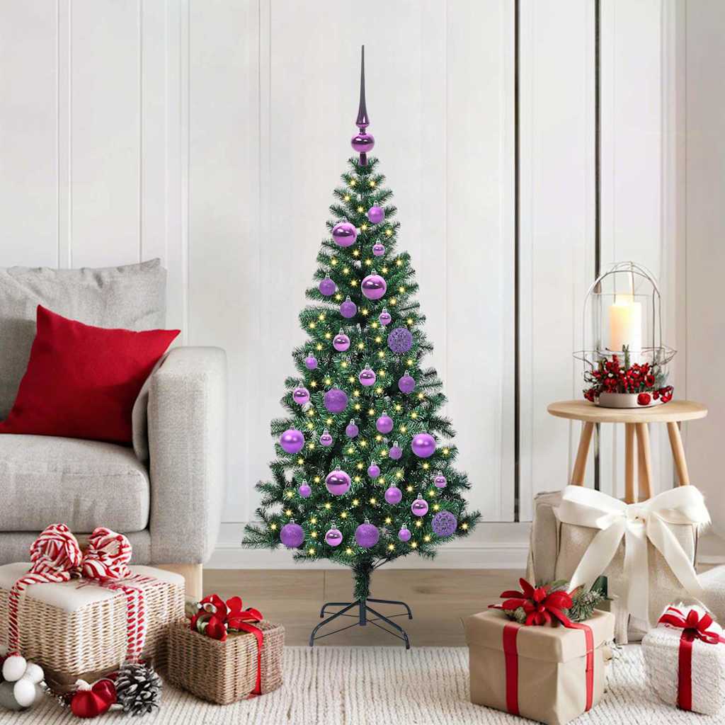 vidaXL Kunststof Voorverlichte Kerstboom Groen 120 cm PVC en Metalen