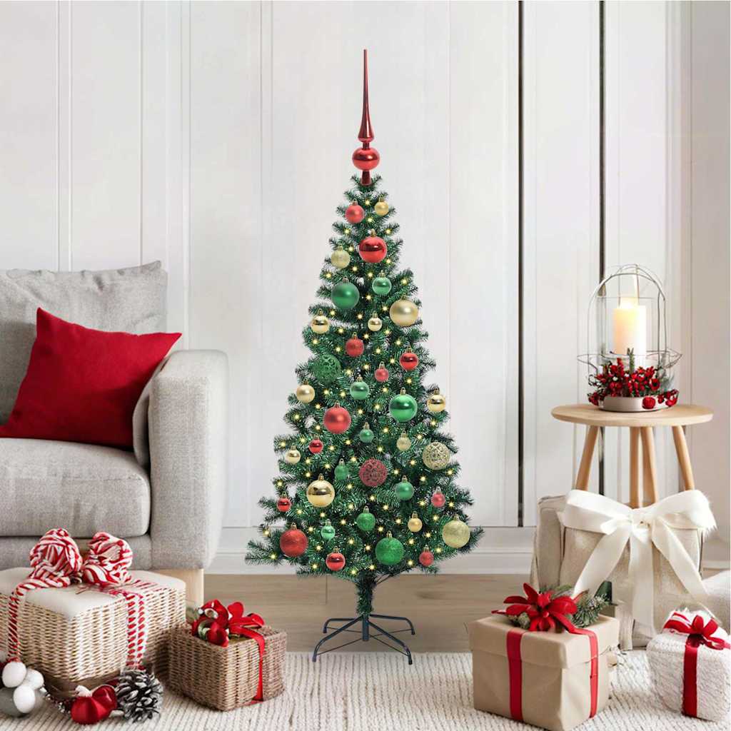 vidaXL Kunststof Voorverlichte Kerstboom Groen 120 cm PVC en Metalen