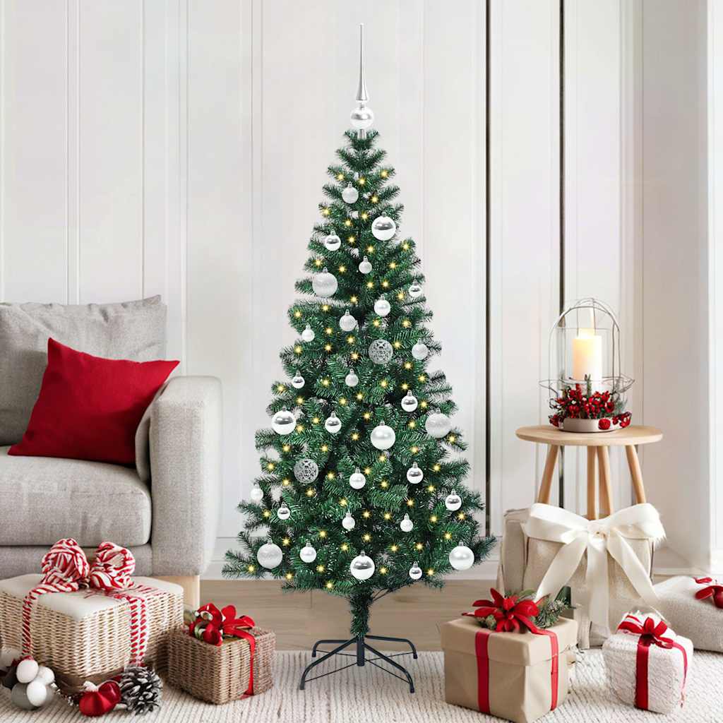 vidaXL Kunststof Voorverlichte Kerstboom Groen 120 cm PVC en Metalen