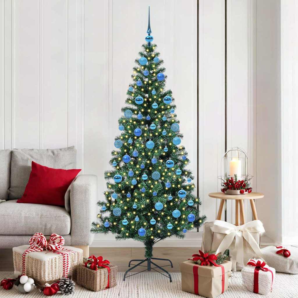 vidaXL Kunststof Voorverlichte Kerstboom Groen 120 cm PVC en Metalen