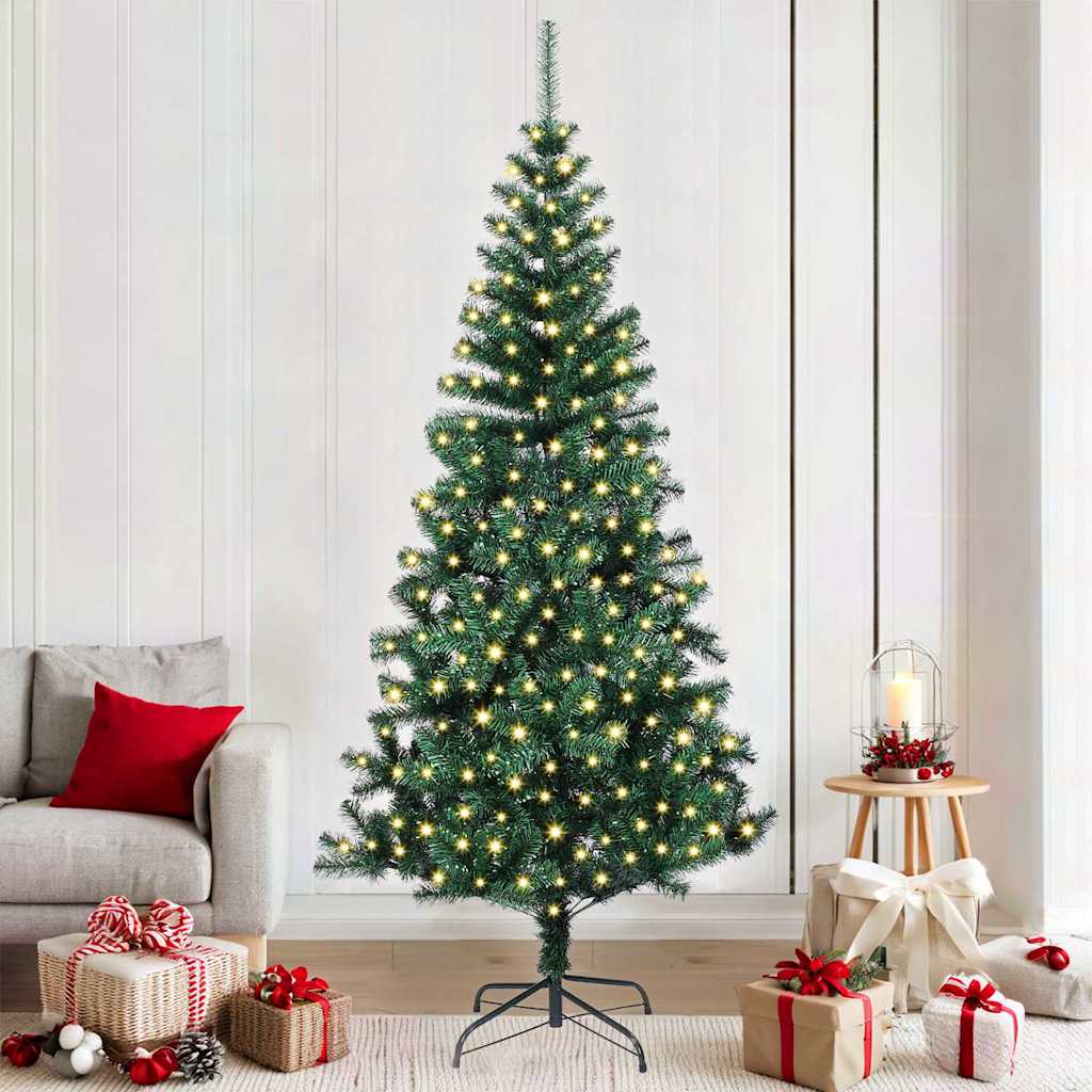 vidaXL Kunststof Voorverlichte Kerstboom Groen 120 cm PVC en Metalen