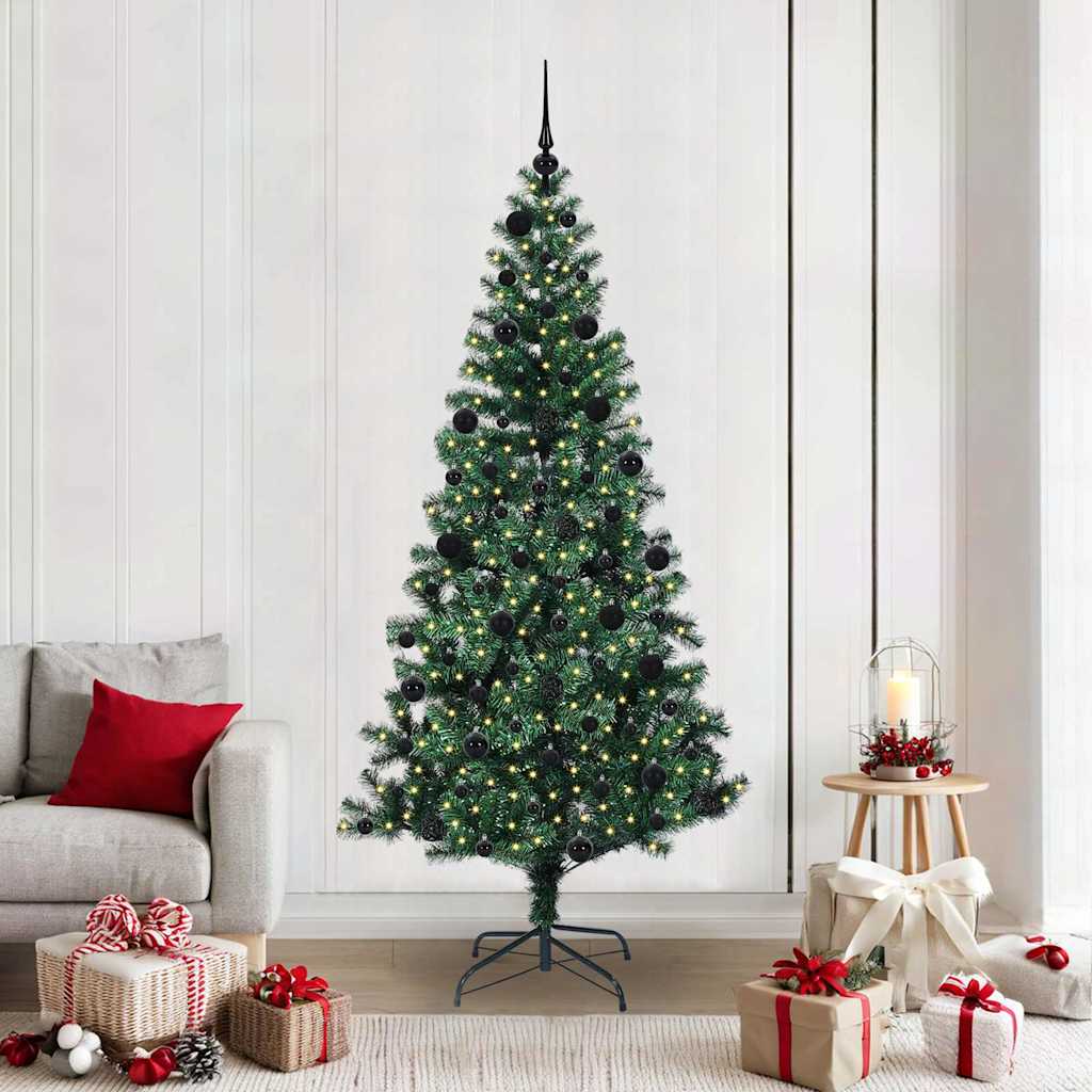 vidaXL Kunststof Voorverlichte Kerstboom Groen 120 cm PVC en Metalen