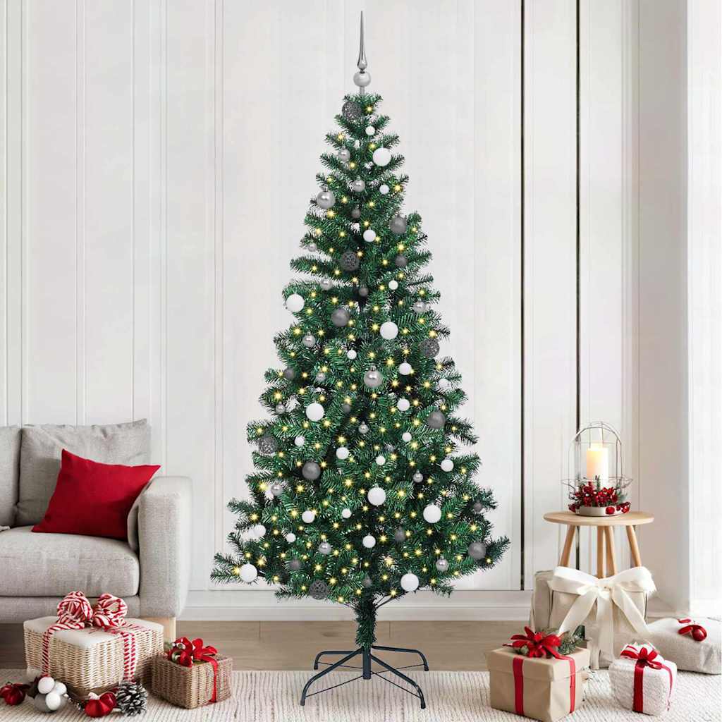 vidaXL Kunststof Voorverlichte Kerstboom Groen 120 cm PVC en Metalen