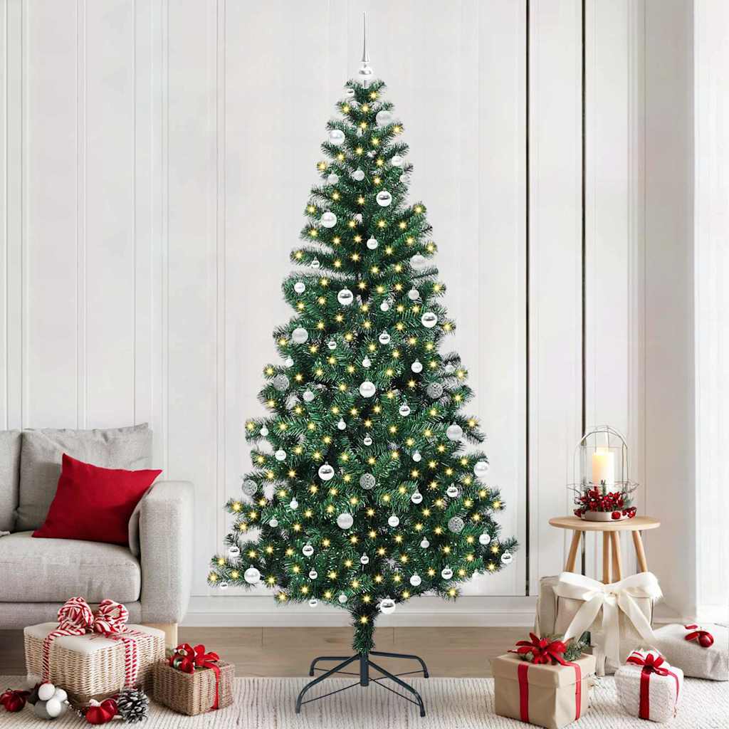vidaXL Kunststof Voorverlichte Kerstboom Groen 120 cm PVC en Metalen
