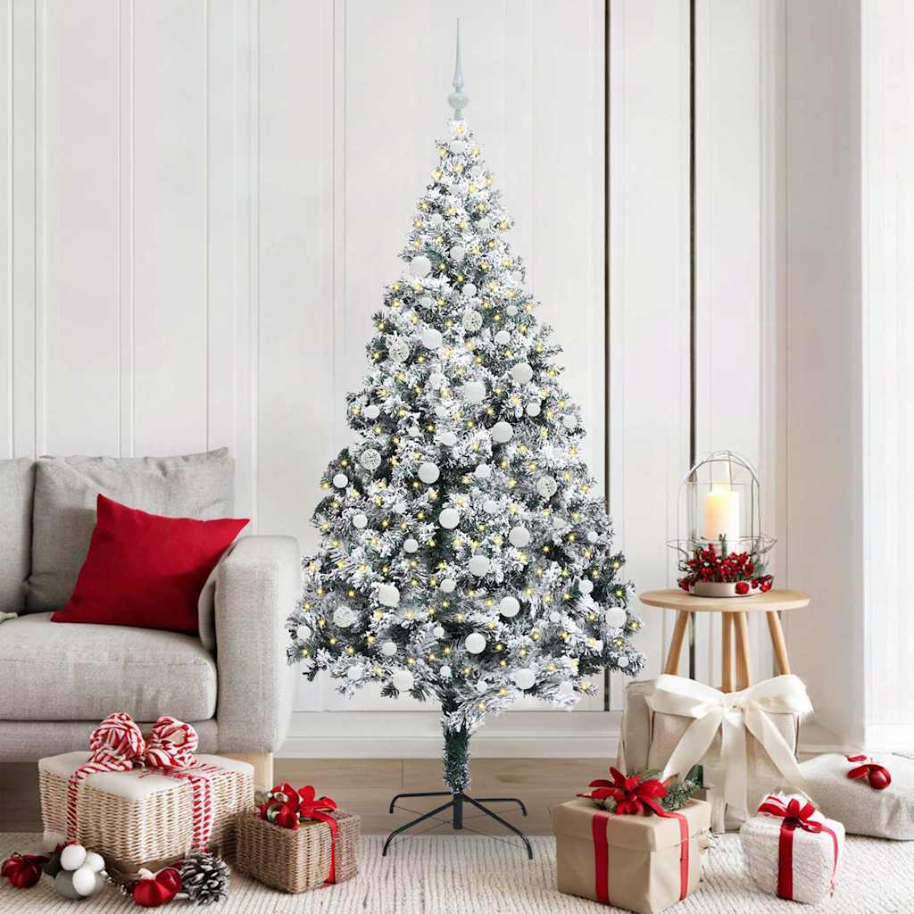 vidaXL Kunstkerstboom met 300 LED Wit 180 cm PVC en Staal en Kunststof