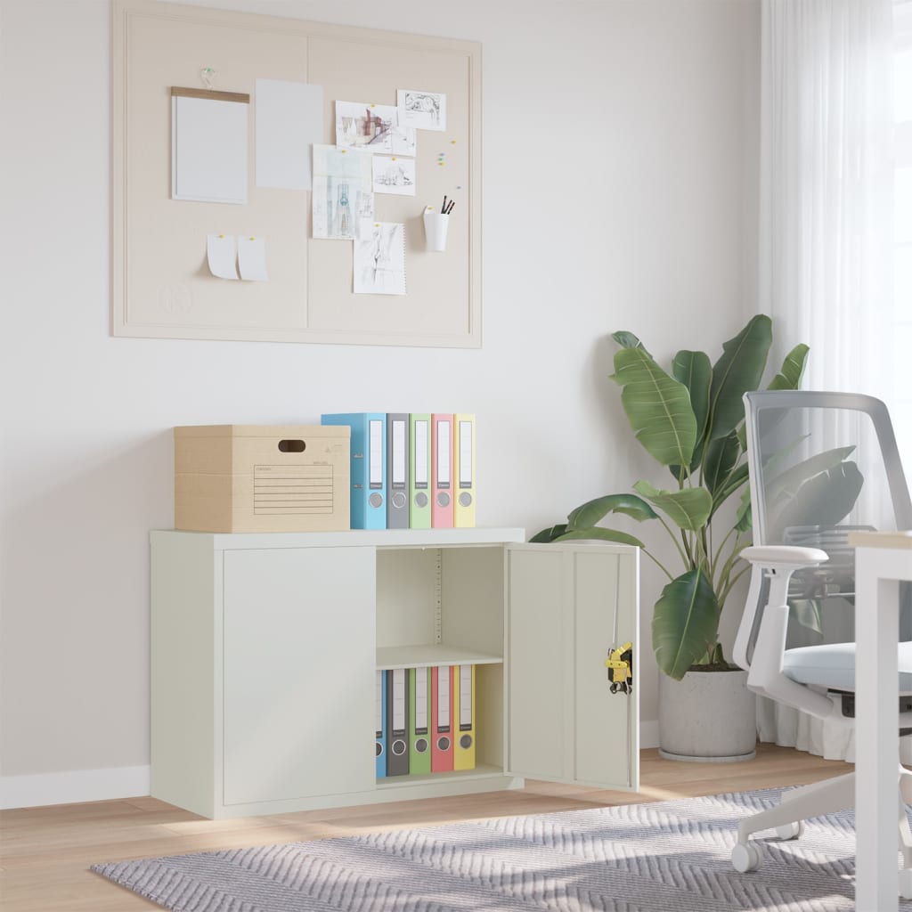 vidaXL Kantoorkast met 2 deuren 90 cm staal grijs