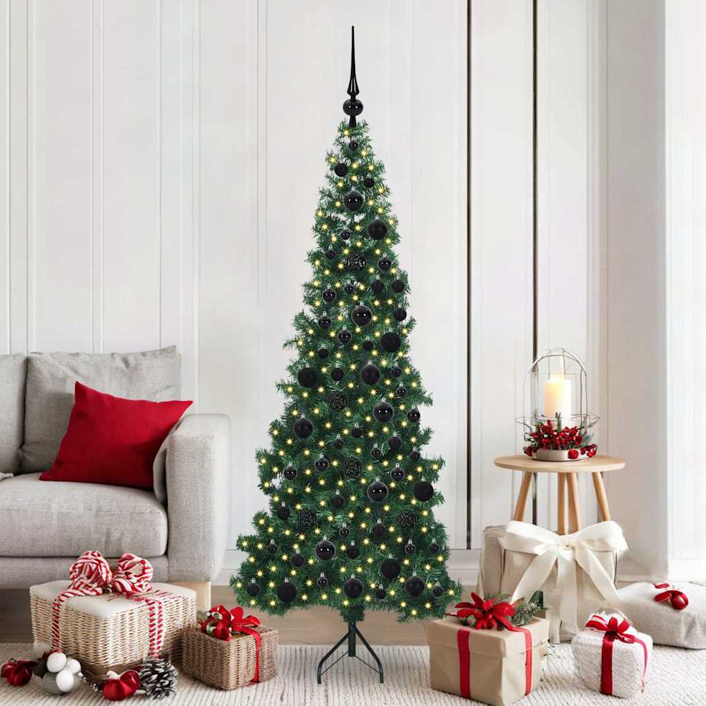 vidaXL Corner Artificial Christmas Tree with 300 LED Green 180 cm PVC and Metal