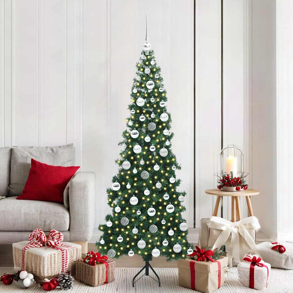 vidaXL Corner Artificial Christmas Tree with 300 LED Green 180 cm PVC and Metal