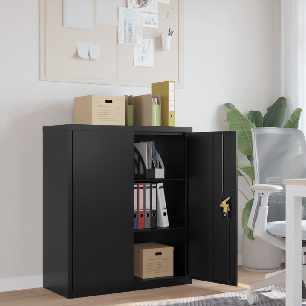 vidaXL Kantoorkast met 2 deuren 90 cm staal grijs