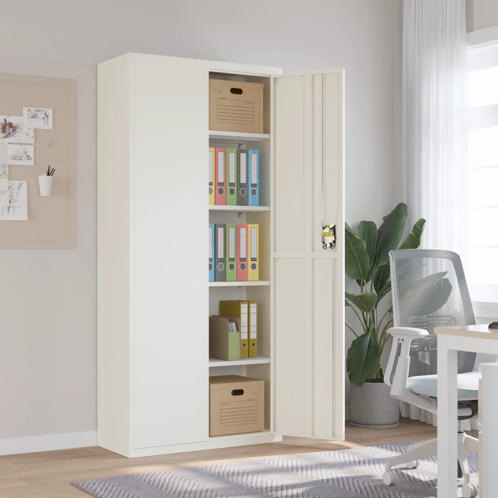 vidaXL Kantoorkast met 2 deuren 90 cm staal grijs